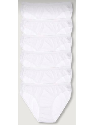 Tutku Kadın Beyaz 6’lı Paket Bikini Külot %100 Pamuk Yumuşak Dokulu Rahat Tasarım