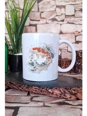 Koi Balığı Ilüstrasyon 3 Baskılı Anime Manga Koi Çizimi Hediye Baskılı Kupa Bardak