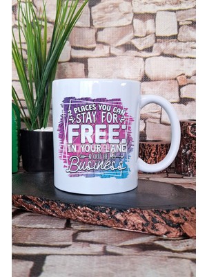 "2 Places Free: Your Lane & Business" Komik Hediyelik Baskılı Çay Kahve Sunum Kupa Bardak