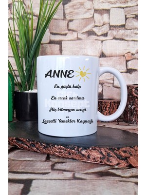 Anne Bitmeyen Sevgi Duygusal Anneye Hediyelik Baskılı Çay Kahve Sunum Kupa Bardak