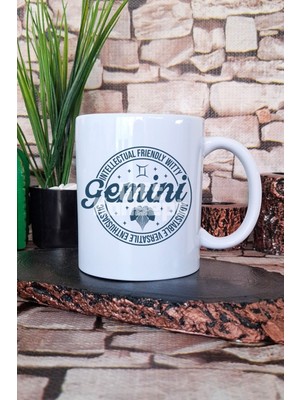 Gemini Traits Baskılı Ikizler Burcu Hediyelik Baskılı Çay Kahve Sunum Kupa Bardak