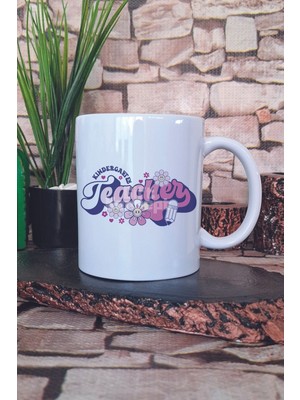 Groovy Kindergarten Teacher Distressed Baskılı Retro Hediyelik Baskılı Çay Kahve Sunum Kupa Bardak
