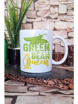 Green Been Queen Vegan Hediyelik Baskılı Çay Kahve Sunum Kupa Bardak