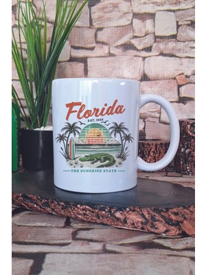 Florida Summer Trip Baskılı Yaz Tatili Güneşli Gezi Hediyelik Baskılı Çay Kahve Sunum Kupa Bardak
