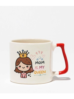 "mom Is My Queen" Annem Kraliçem Anneler Günü Doğum Günü Hediye Kırmızı Kulplu Kupa Bardak
