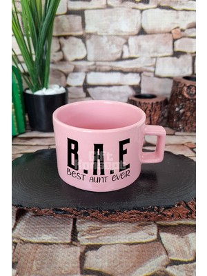 Best Aunt Ever Baskılı En Iyi Hala Teyze Kare Kulplu Fincan Pembe Kupa Bardak