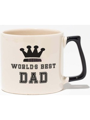 Worlds Best Dad Babalar Günü Doğum Günü Baba Hediye Baskılı Siyah Kulplu Modern Seramik Kupa