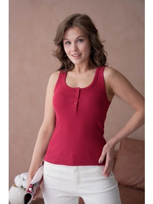 Yakası Patlı Fitilli Slim Basic Atlet