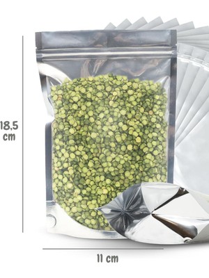 20 Adet 11X18 Gıda Uyumlu Kilitli Şeffaf Metalize Doypack Poşet Çok Amaçlı Saklama Poşeti