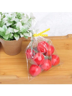 Dekals 100 Adet Puantiyeli Sarı Tel Klips Poşet Ağzı Kapatma Teli Poşet Kablosu