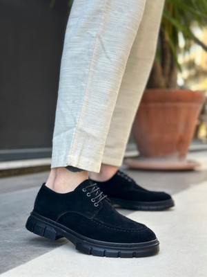 BA0237 Bağcıklı Klasik Siyah Taban  Süet Casual Erkek Ayakkabı