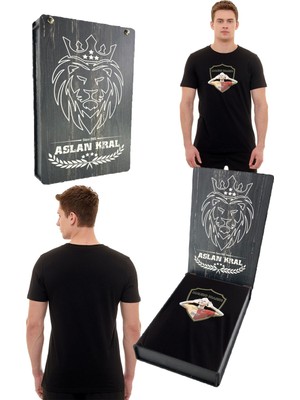 Galatasaray Orijinal Lisanslı Sıfır Yaka Siyah Gs Icardi T-Shirt Hediyelik Ahşap Kutulu