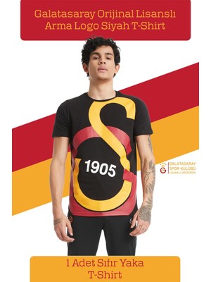 Galatasaray Orijinal Lisanslı T-Shirt Siyah Renk Erkekler İçin M Beden