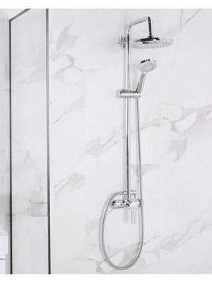 Silver Mikser Duş Seti,yağmur Başlıklı Şık ve Dayanıklı Duş Sistemi