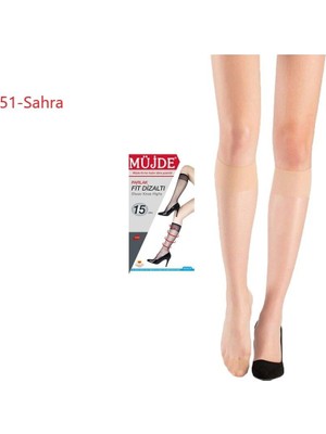 Müjde 15 Denye Ince Parlak Fit Dizaltı Tül Çorap 12'li