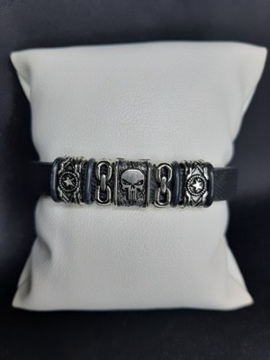 Unisex Suni Deri Metal Detaylı El Yapımı Bileklik