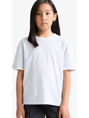 DeFacto Relax Fit Ribana Kısa Kollu Tişört Kız Çocuk F8488A825HS