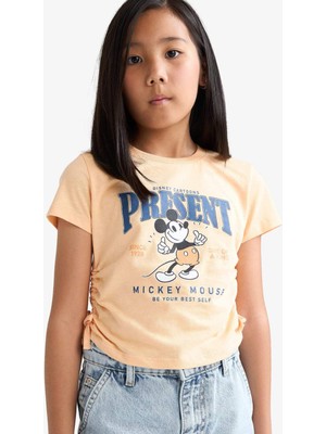 DeFacto Kız Çocuk Disney Mickey & Minnie Fitted Bisiklet Yaka Kısa Kollu Tişört F1097A825AU