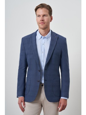  Erkek Marine Dokuma Dynamic Fit Mono Yaka Ceket