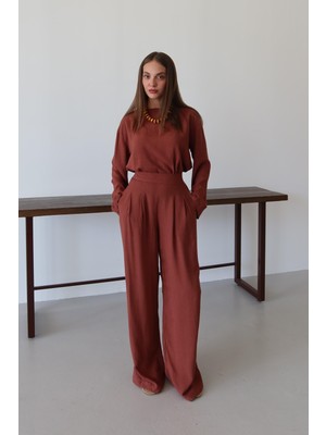 Kiremit Marisol Bluz Pantolon Takım