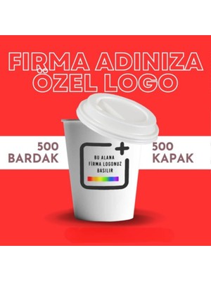 Kaplan 500 Adet 6. 5oz Özel Baskılı Karton Bardak 500 Adet Kahve Kapağı