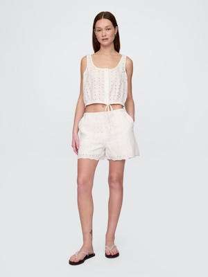 Gap Kadın Beyaz High Rise Eyelet Easy Şort