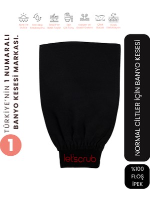 Let'scrub Üçgen Siyah Banyo Duş Kesesi Peeling Eldiveni %100 Floş Ipek Normal Ciltler İçin