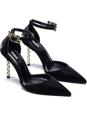 Yüksek Topuklu Taş Işlemeli Şık Tokalı Abiye Ayakkabı 425