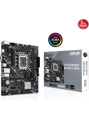 Asus Prime H610M-K ARGB D5 1700P Vga Hdmi