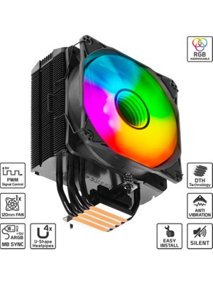 Green Fan Cpu Combo Notus 400 Argb Bakır Boru Kule Tipi Intel&amd 1700+1200+1366+2011+1156/ Am4+Am5