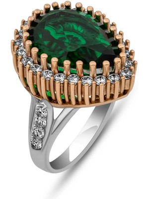 Gümüş Zümrüt Taşlı Hürrem Kadın Yüzük SL12509