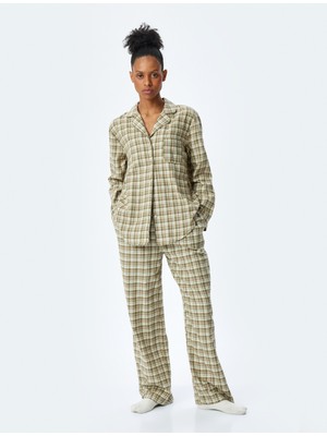 Koton Pamuklu Cepli Bol Paça Ekose Pijama Altı