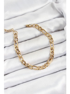 316L Çelik Gold Renk Zincir Erkek Bileklik SL12460