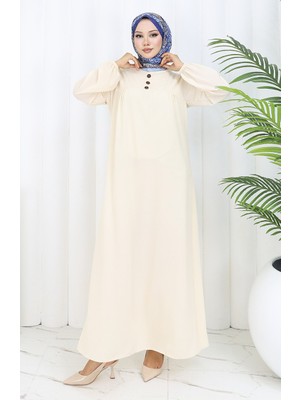 Sefa Merve Robalı Elbise 4109-04 Krem
