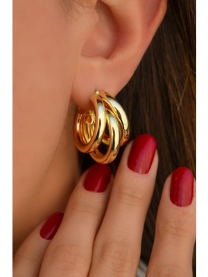 Sacce Scarves & Accessories Oval Çoklu Halka Küpe