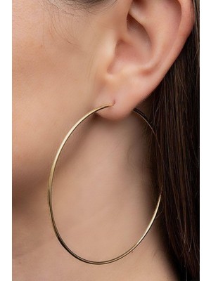 Sacce Scarves & Accessories 76 mm Gold Düz İnce Halka Küpe
