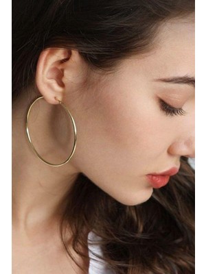 Sacce Scarves & Accessories 56 mm Gold Düz İnce Halka Küpe