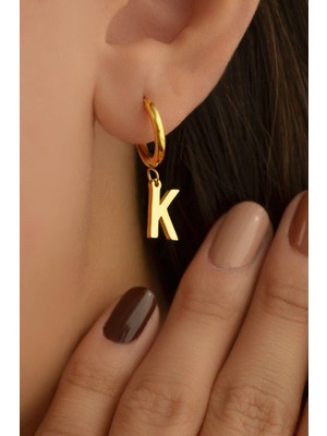 Sacce Scarves & Accessories Gold Çelik K Harfi Küpe Tek Adet