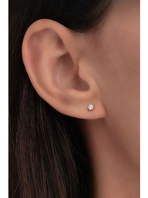 Sacce Scarves & Accessories 4 mm Tektaş Küpe Gümüş Renkli