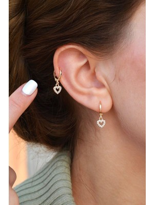 Sacce Scarves & Accessories Içi Boş Kalp Sallantılı Minicik Halka Küpe Kalpli Mini Küpe