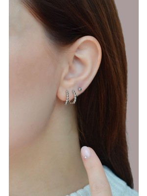 Sacce Scarves & Accessories Topçuklu Mini Halka Küpe Gümüş Rengi