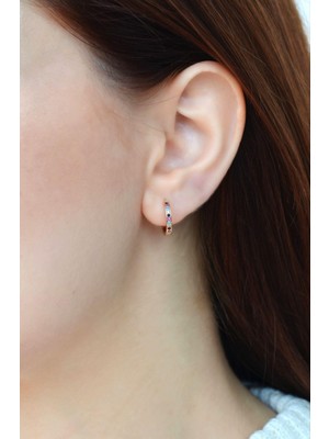 Sacce Scarves & Accessories Çok Renkli Multicolor Taşlı Küçük Halka Küpe Lob Kıkırdak Conch