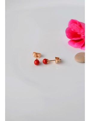 Sacce Scarves & Accessories 5 mm Kırmızı Top İnci Küpe