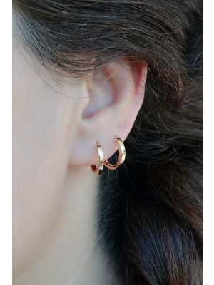 Kadınlar İçin Sacce Scarves & Accessories Rose Gold İnce Mini Halka Küpe Zarif Tasarım