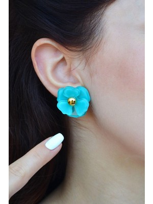 Sacce Scarves & Accessories Su Yeşili Çiçek Küpe