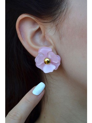 Sacce Scarves & Accessories Pembe Çiçek Küpe