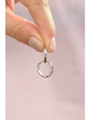 Sacce Scarves & Accessories Günlük Kullanıma Uygun Düz Mini Halka Küpe Gümüş Renk