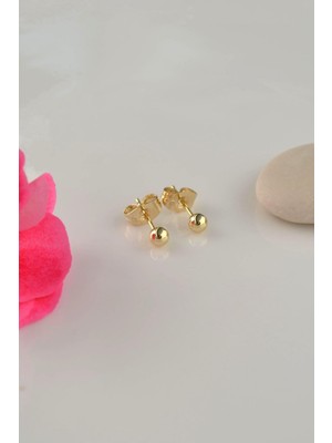 Sacce Scarves & Accessories Gold Rodyum Küçük Top Küpe 4 mm Kadın Kullanıcılar İçin Şık Tasarım