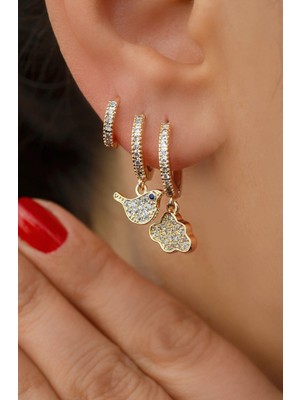 Sacce Scarves & Accessories Bulut ve Minik Kuş Figürlü 3'lü Küpe Seti