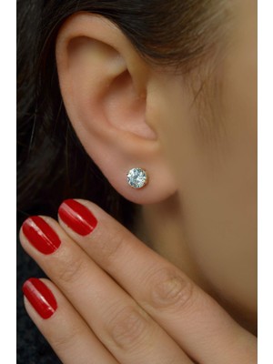 Sacce Scarves & Accessories 6 mm Zirkon Taşlı Tektaş Küpe